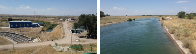  Вид с плотины на Тасуткельский МК и насосные установки вдоль Тасуткельского МК